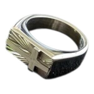 Vintage Silver Seal Holy Light Cross Ring (8.1g) Size 7 3/4